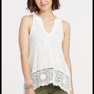 Red Haute crochet trim tank